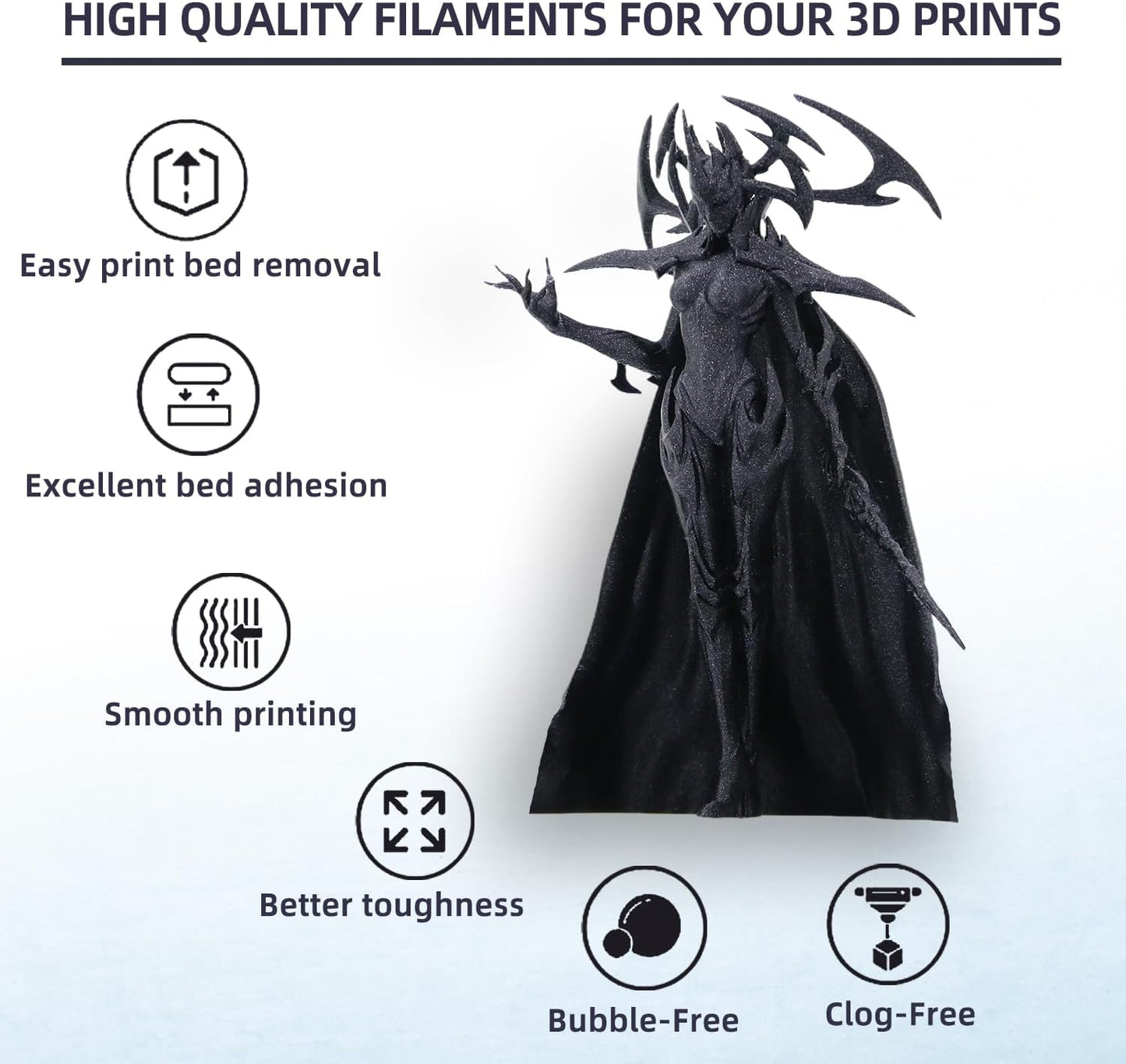 3D Printer Filament Galaxy Black 1KG,Shiny PLA Filament 1.75mm, Dimensional Accuracy+/-0.02mm, 1KG Spool (2.2 lbs), Fit Most FDM Printer(Galaxy Black)