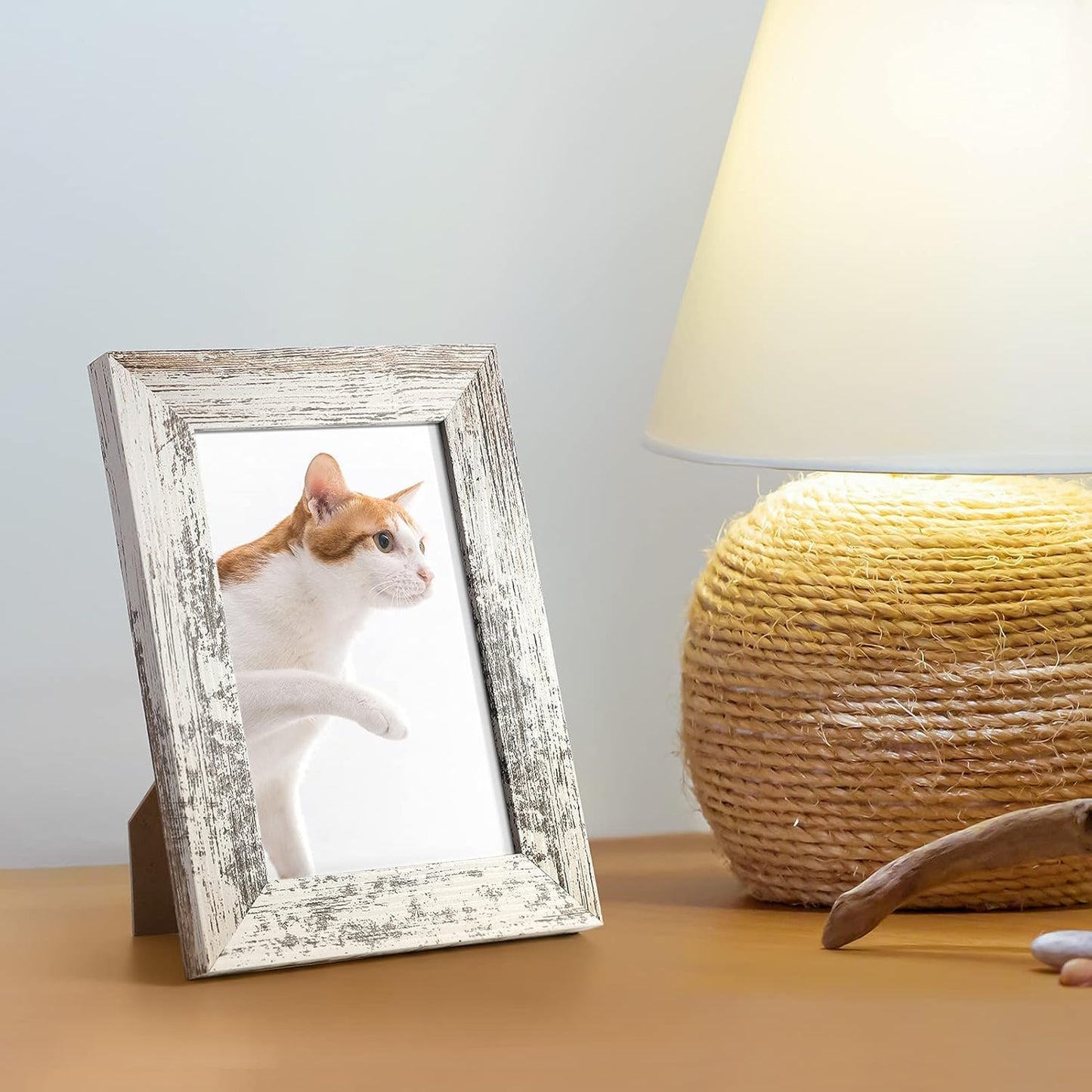 TWING 5x7 Picture Frame Set of 6,Multi Rustic Photo Frame Collage for Tabletop Display or Wall Hanging,Distressed White,Ideal Gifts