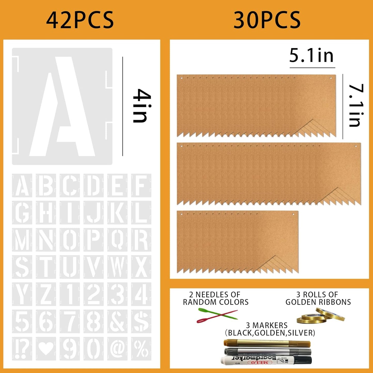 30 PCS Custom Banner for Party Decor - Create Your Own Custom Sign with Letter Templates Markers Ribbon Perfect for Birthday Wedding Celebrations