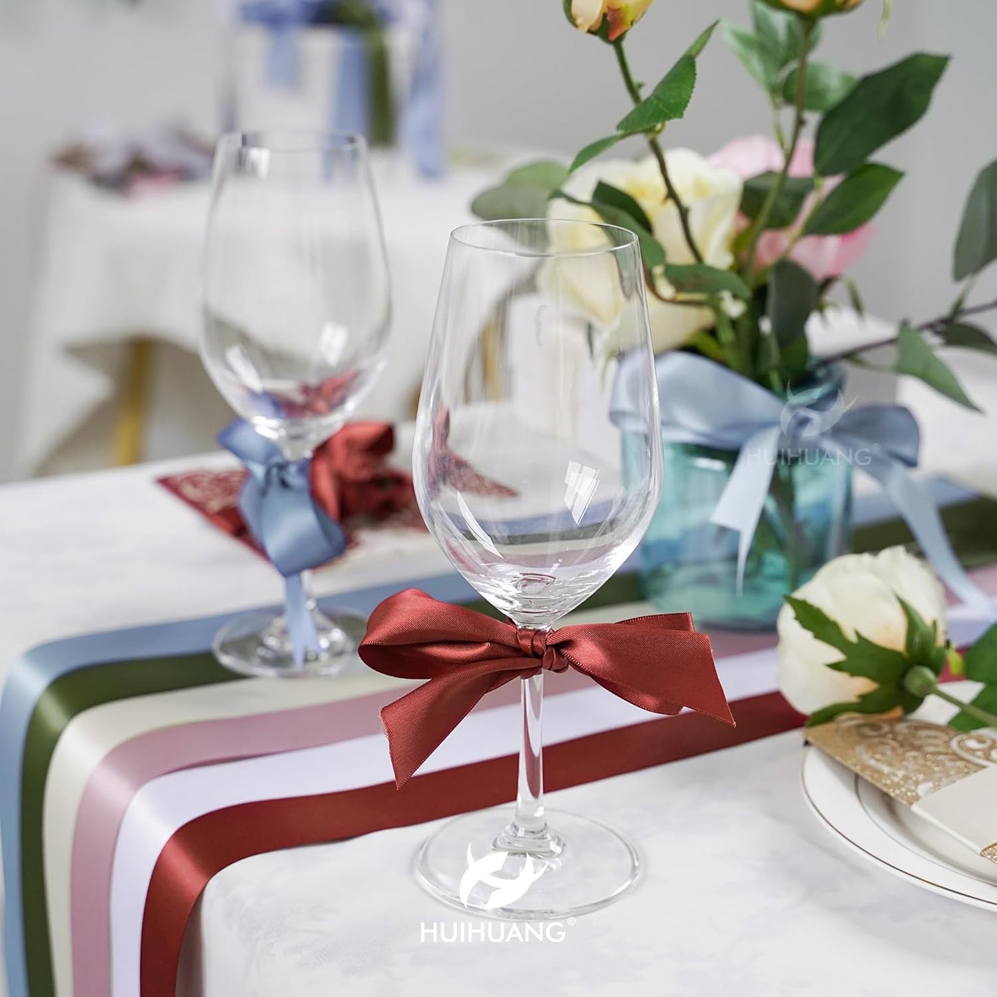 HUIHUANG 1-1/2 inch Double Face Satin Ribbon, Polyester Satin Rust Red Ribbon 50 Yards Per Roll for Gift Wrapping Bows Making Floral Bouquet Wedding Invitations Decor Party Favor and Craft Supplies