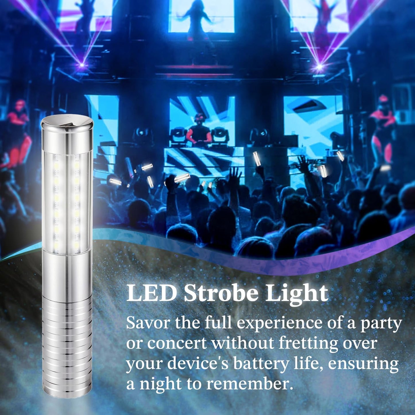 4 Packs Rechargeable LED Strobe Baton Lights Reusable Bottle Service Lights for Liquor Bottles Handheld Service Sparklers for Club Weddings Concert Outdoor Events (Silver-White Light, 4)