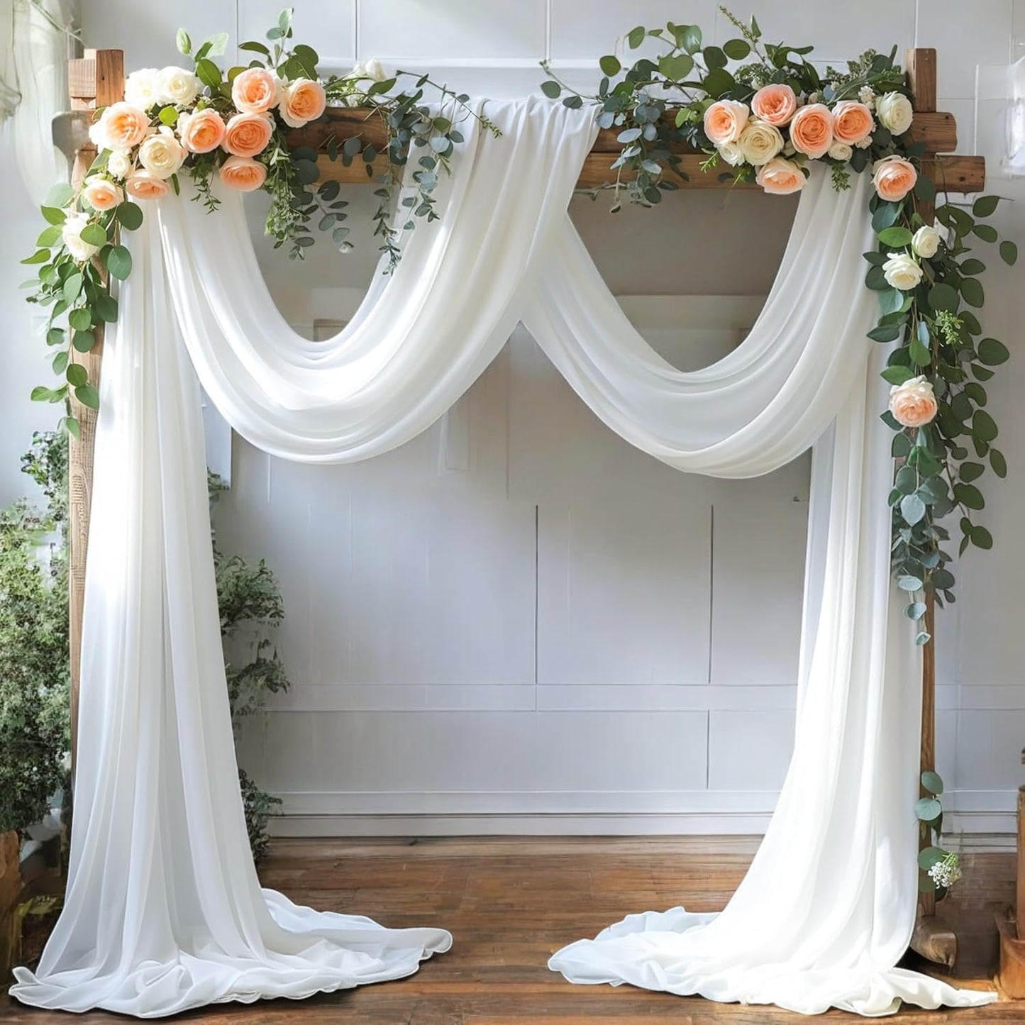 MDS Halloween Chiffon Draping Fabric - 2 Panel, 30" Wide x 40ft Long - Sheer Spooky Arbor & Canopy Drapery for Haunted House Backdrops, Party Ceilings, DIY Costumes & Themed Events - White