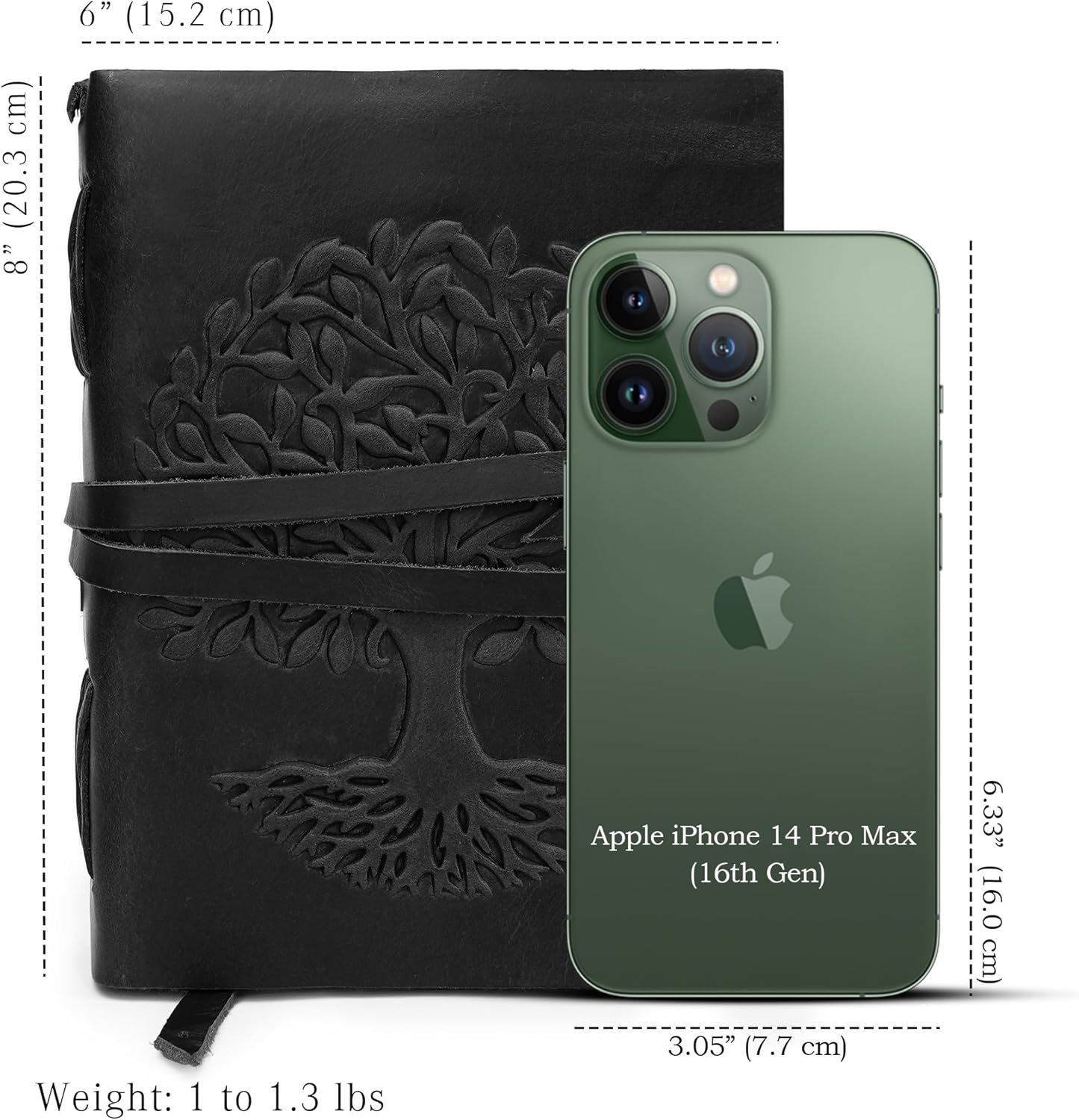 LUXEORIA Tree Of Life Leather Journal for Women and Men, Handcrafted Leather Journal for Writing Womens, Sketchbook, Travel Diary with Unlined Deckle Paper, Black 6x8