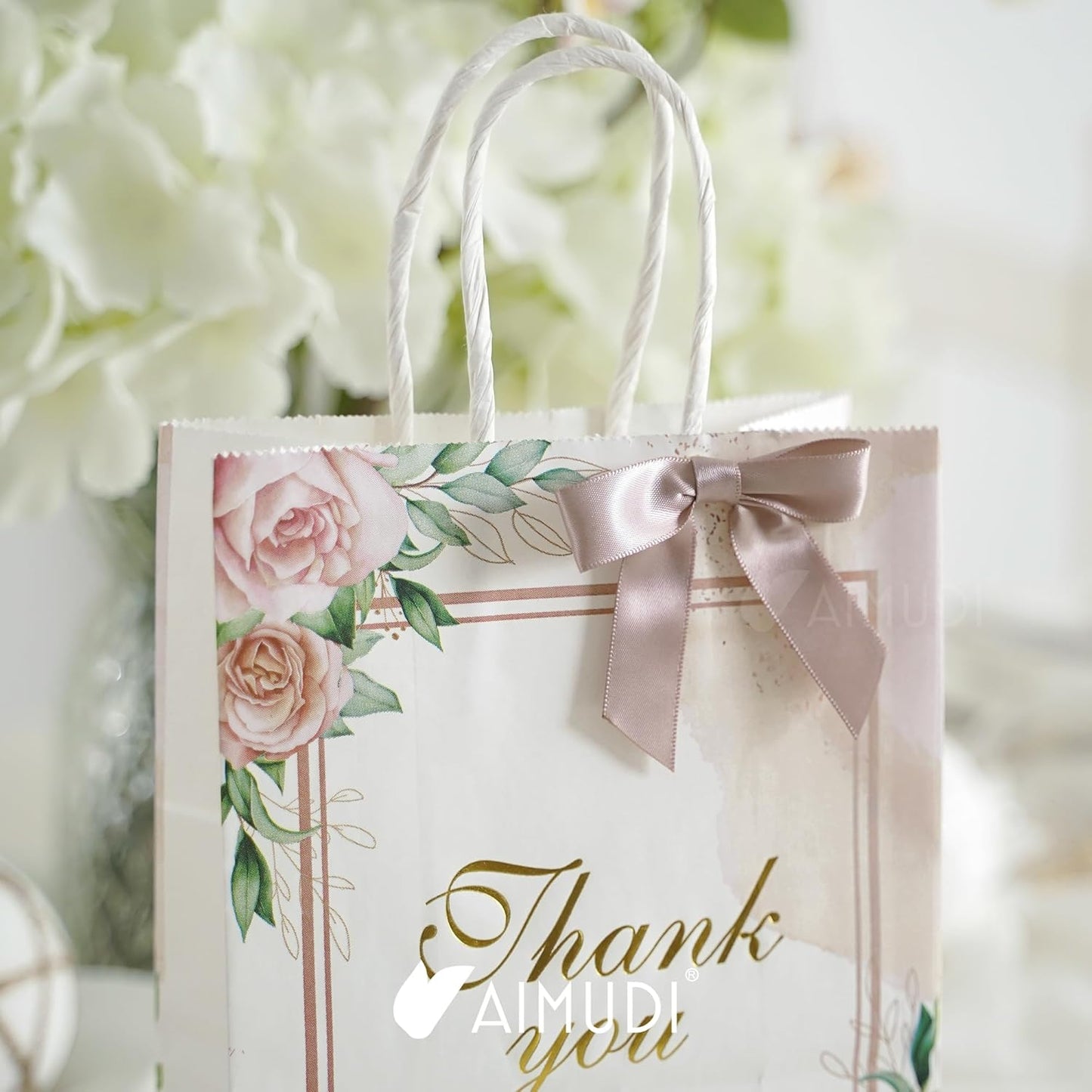 AIMUDI Dusty Rose Ribbon Bows Wedding Decor 2.5" Pretied Small Pink Bows for Crafts Premade Satin Twist Tie Bows for Treat Bags Cake Pop Bows Mini Bows for Gift Wrapping Candy Apples - 50 Counts