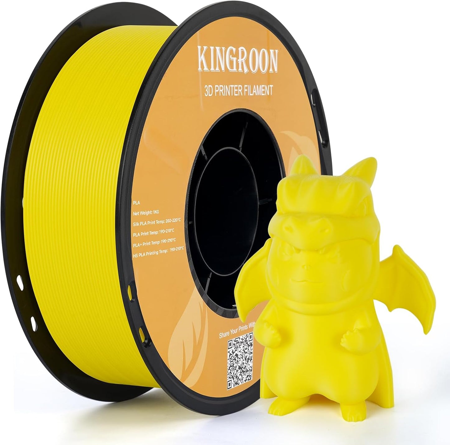 Kingroon PLA Filament 1.75mm 3D Printer Filament Lemon Yellow Pla 1kg Filament Dimensional Accuracy +/- 0.02mm, Fit Most FDM Printer,Lemon Yellow