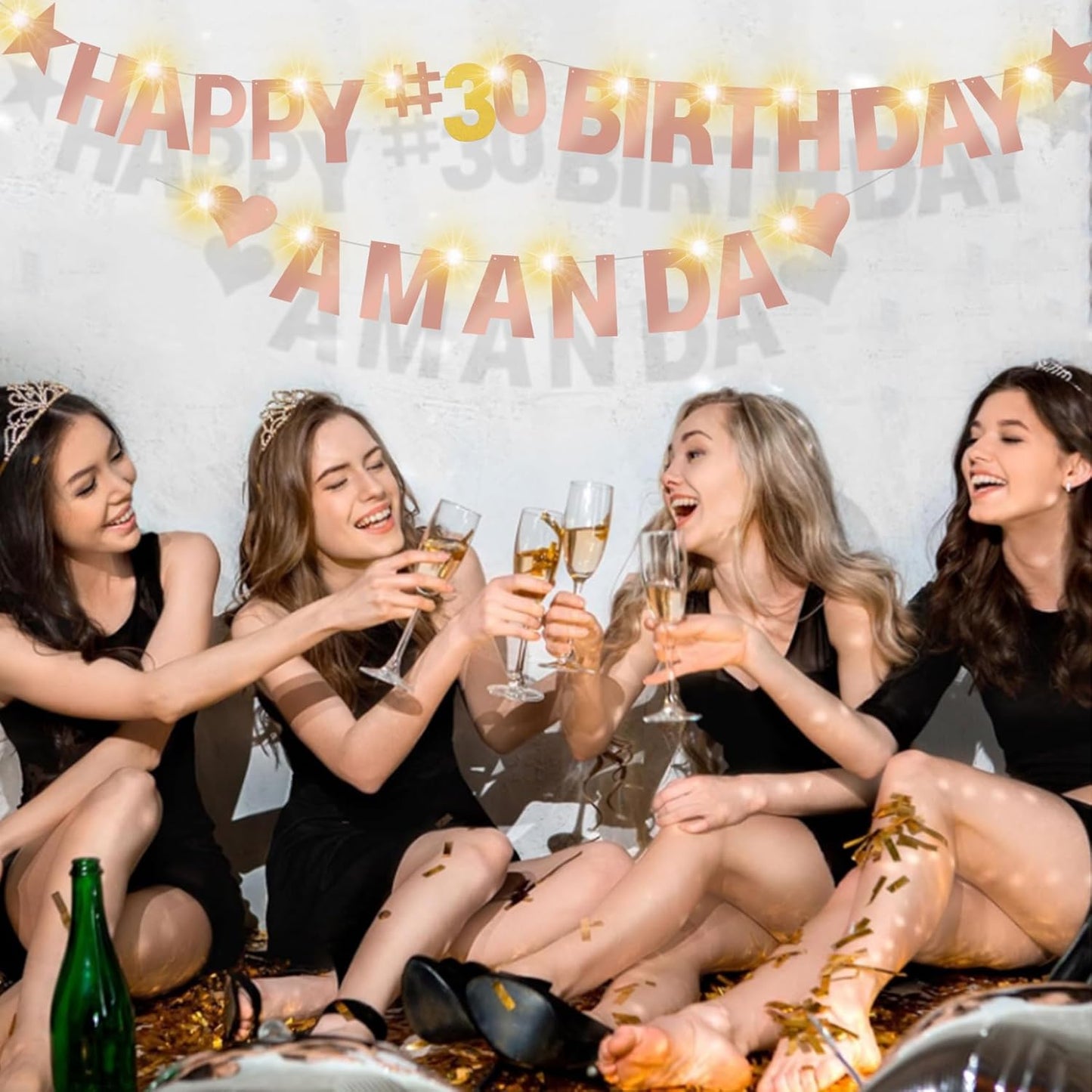 167Pcs DIY Glitter Customizable Banner Kit Happy Birthday Custom Letters Banner Happy New Year Personalized Banners Decor Christmas Baby Shower Birthday Party Decorations Supplies(Shiny Rose Gold)