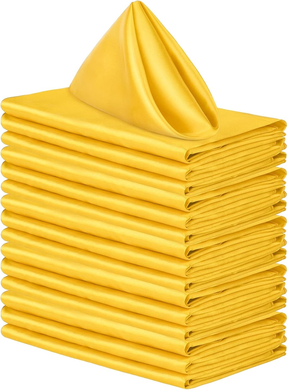ANECO 16 Pack Square Satin Napkin Bright Silk Table Napkin Soft Smooth Fabric Table Napkin for Wedding Banquet Party Decoration, Yellow, 20 x 20 Inch