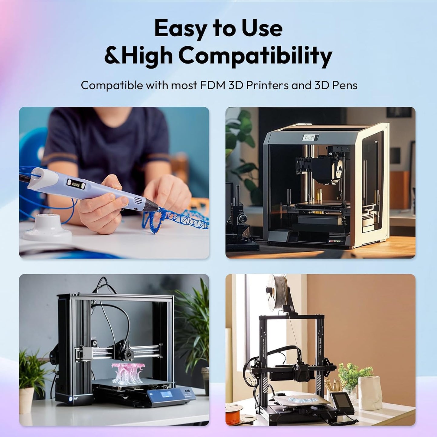 AMOLEN Silk PLA 3D Printer Filament, Shiny Multicolor Rainbow PLA Filament 1.75mm, Gradient Color Change PLA 3D Printing Filament for Most FDM 3D Printer, Pink Blue, 1kg (2.2lbs)