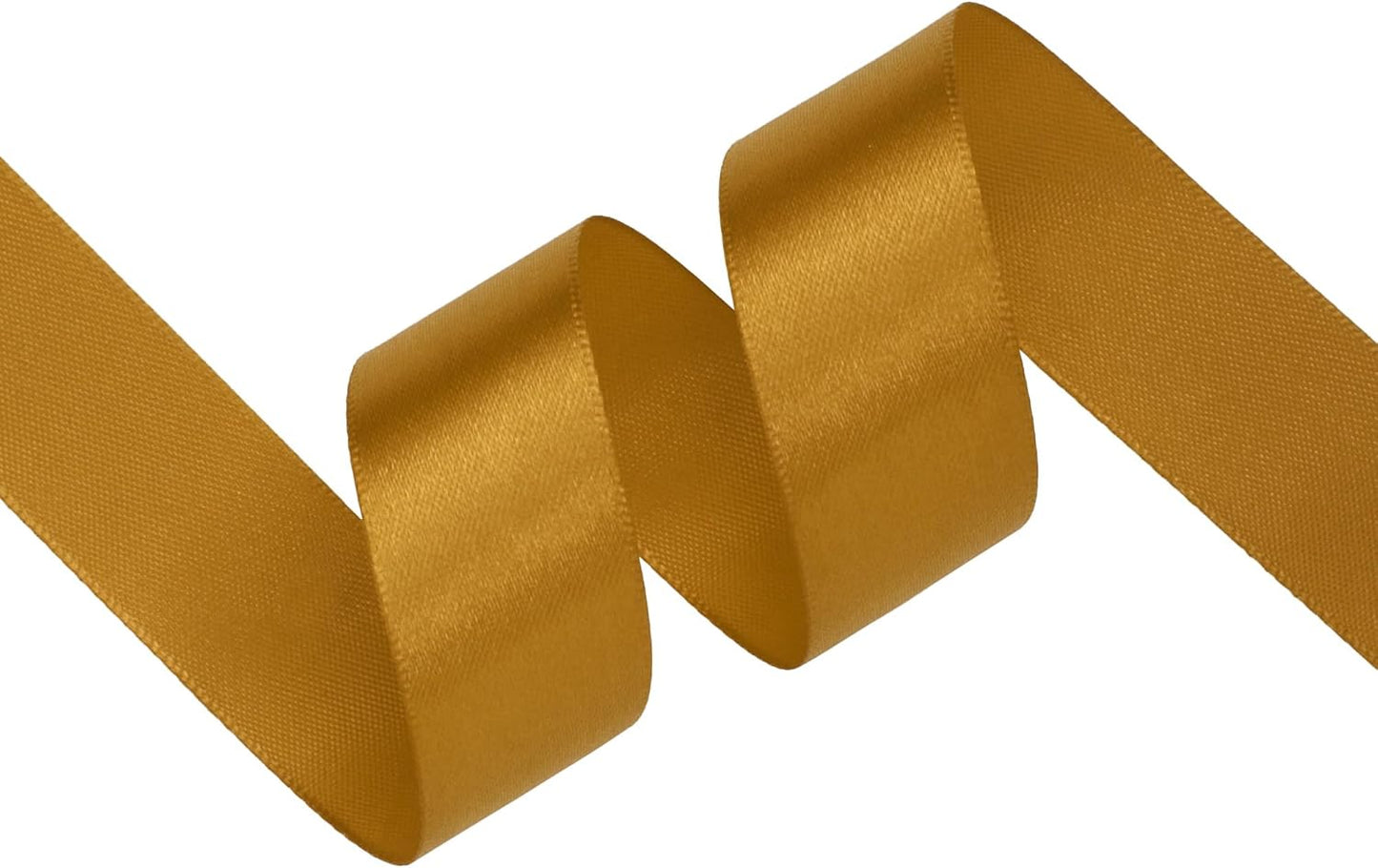 Gold Satin Ribbon 1 inch X Continuous 50 Yards, Single Face Polyester Ribbon Perfect for Gift Wrapping, Flower Bouquet, Wedding Decor, Crafts, Bow Making, Sewing and More