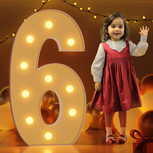 Marquee Numbers 4 Feet Tall Large Light Up Numbers 6th 16th Sweet Sassy and Six Birthday Decorations Girl Boy Big Yellow Light Outdoor Anniversary Decorations Balloon Arch Kit Party Backdrop 6