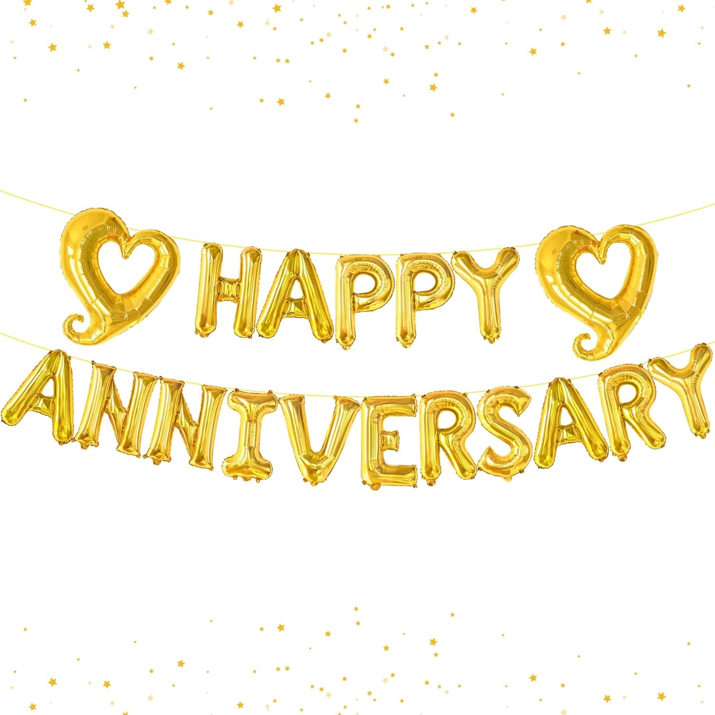 KatchOn, Gold Happy Anniversary Balloons Letters - 18 Inch, Heart Balloons Foil | Gold Happy Anniversary Banner for happy anniversary Decorations