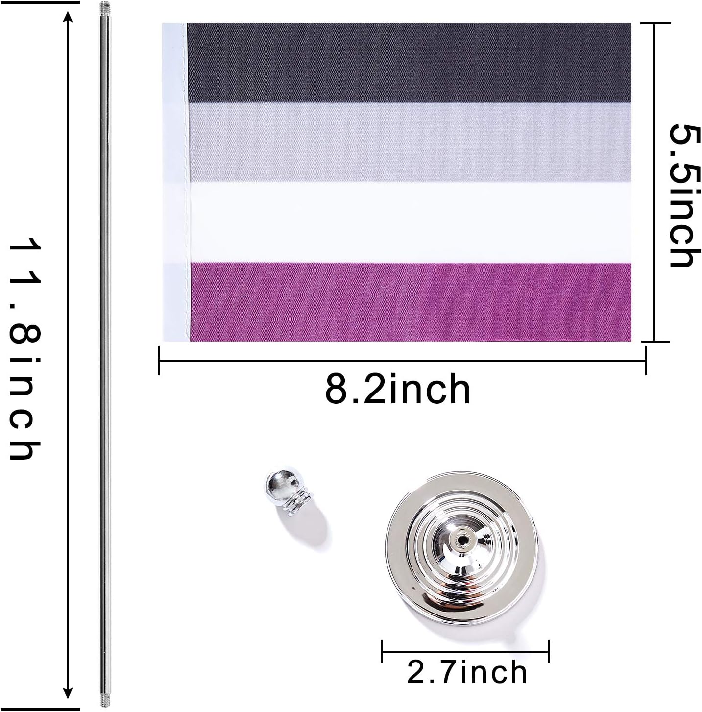 ZXvZYT 2 Pack Pride Rainbow Asexual flag Asexual table flag,Small Mini LGBT Desk Flags With Stand Base,American Rainbow Mardi Gras Party Decorations Supplies