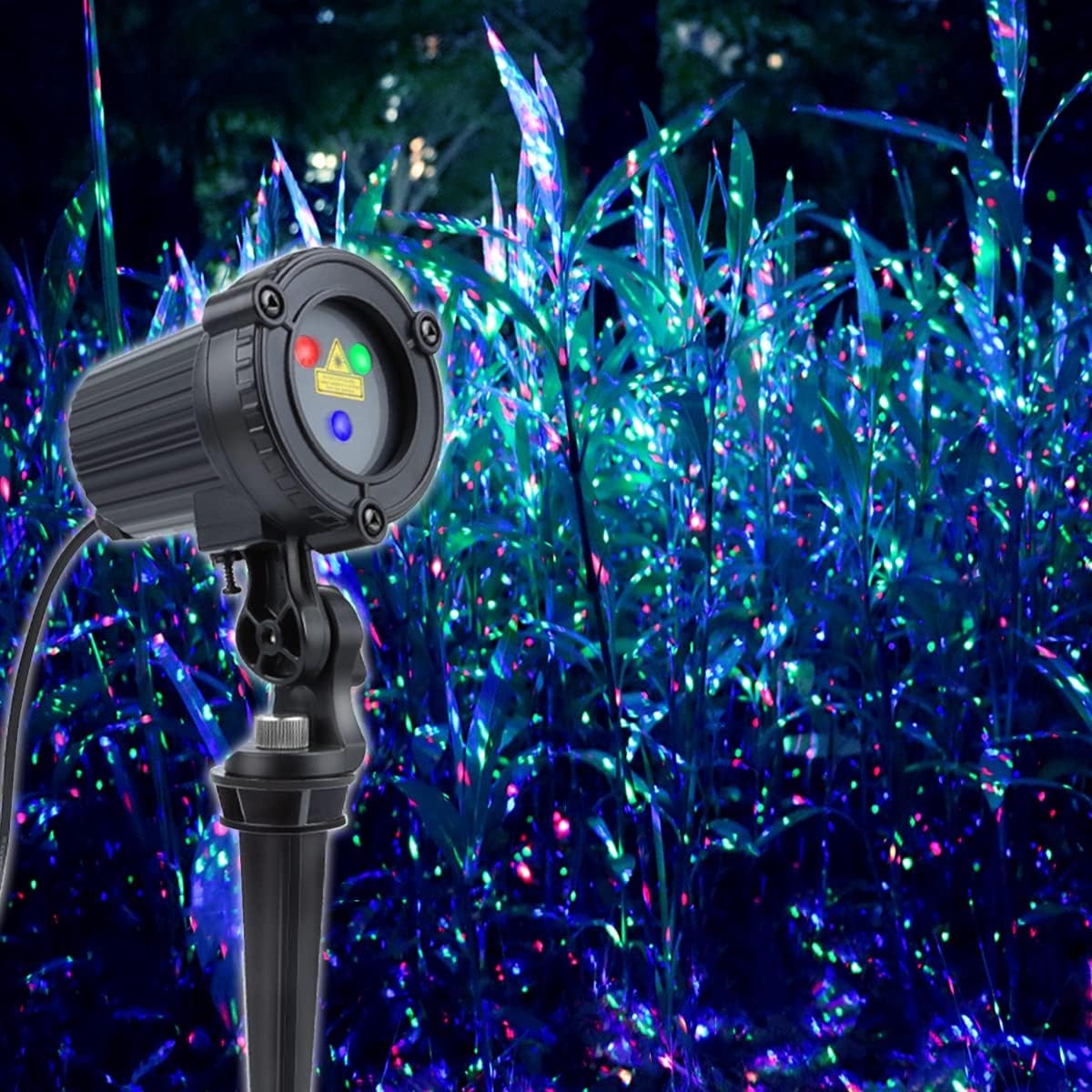 Laser Christmas Lights,Outdoor Garden Laser Lights Projector, Motion Star 3 Color Red Green Blue,Water Proof,Suitable for Outdoor Garden Decorative