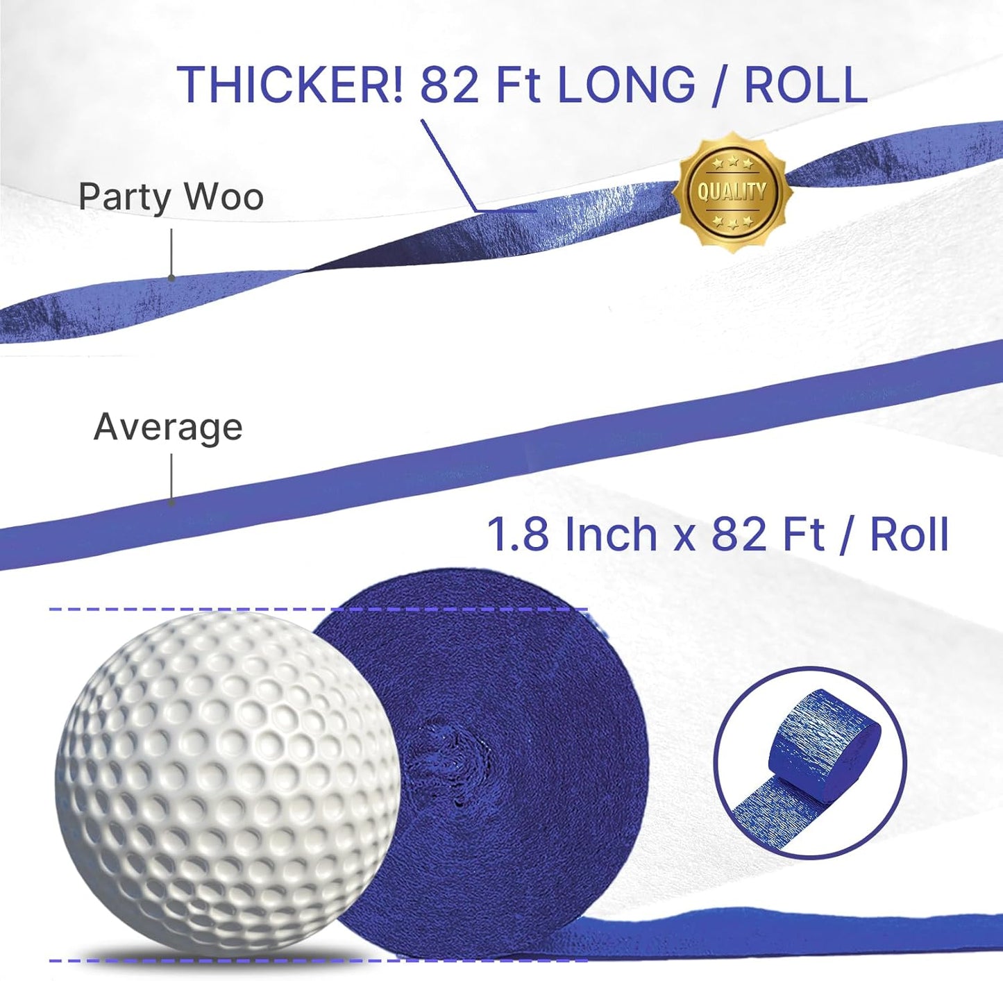 PartyWoo Crepe Paper Streamers 4 Rolls 328ft, Pack of Crepe Paper Navy Streamers Party Decorations, Crepe Paper for Birthday Decorations, Party Decorations, Wedding Decorations (1.8 in x 82 Ft/Roll)