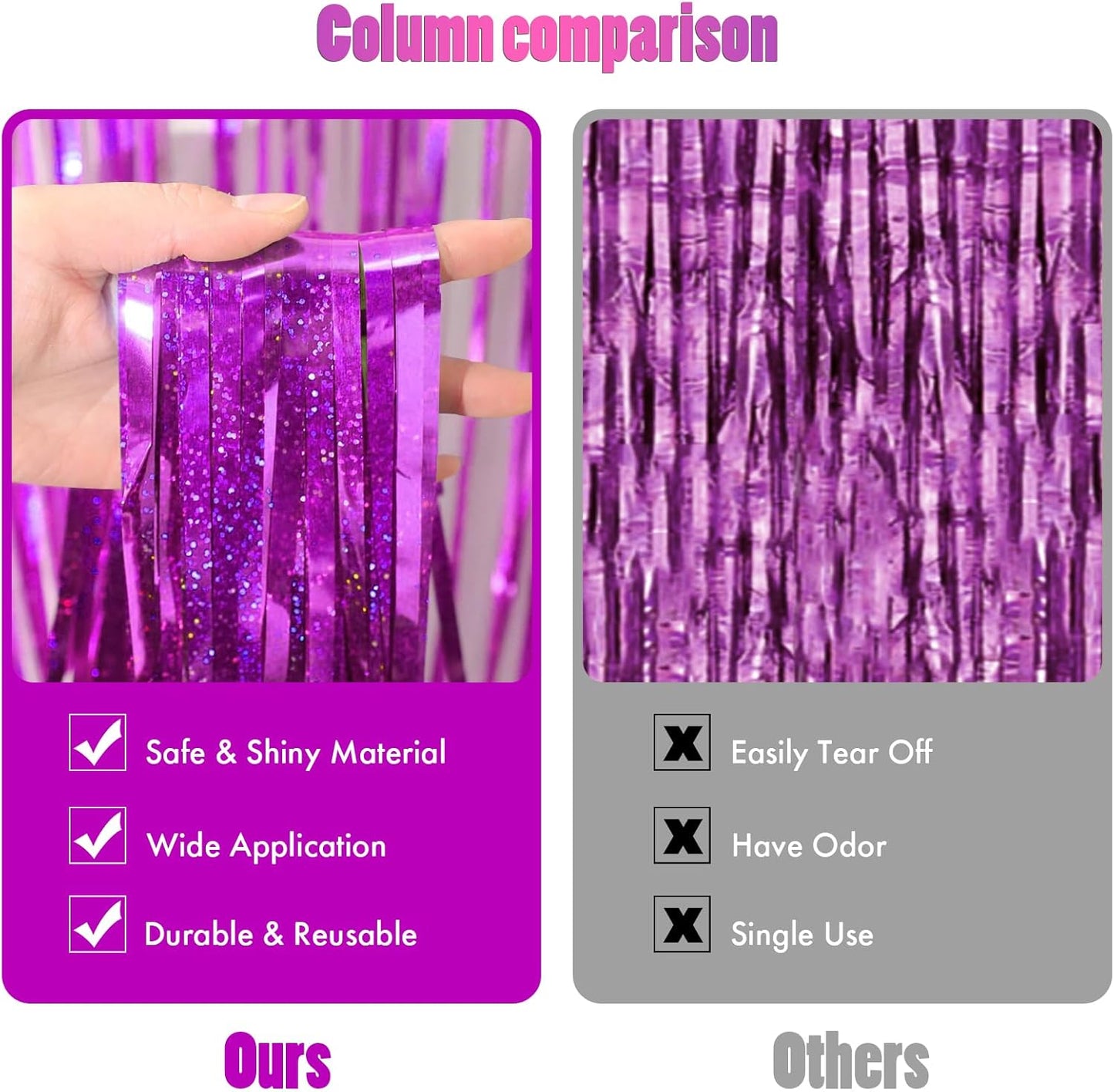 CANREVEL 2 Pack 3.3x8.2 Feet Hot Pink Foil Fringe Backdrop Curtains, Glitter Tinsel Streamers Birthday Party Decorations, Fringe Backdrop for Bachelorette Engagement Wedding Baby Bridal Shower Party