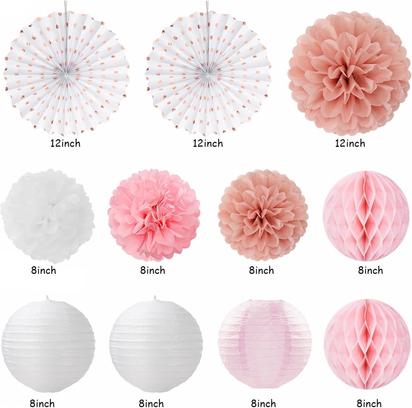 Light-Pink Rose-Gold Bachelorette Party-Decorations - 21pcs Baby Bridal Shower Banner Garland, Bride To Be Paper Streamers Lanterns,flower Tissue Pom Poms Fan Supplies,Wedding Backdrop Decor Huglony