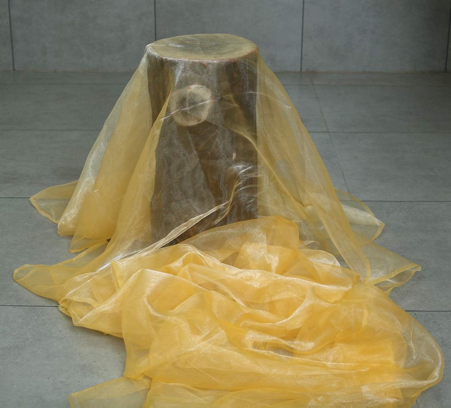 VDS Gold Organza Fabric, 15 Yards Continuous, 45” Wide, Wedding Party Decoration Iridescent Crystal Sheer Shiny Organza Tulle Bridal Dress DIY Crafts Costume Sewing Backdrop Arch Cloth