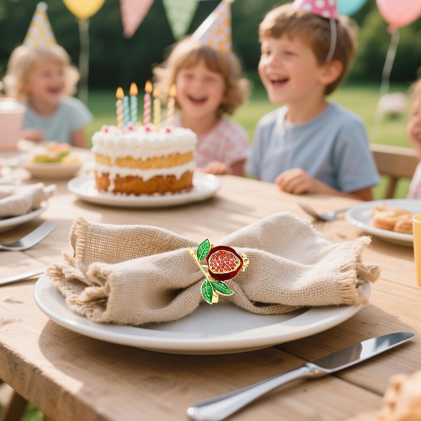 Christmas Pomegranate Napkin Rings set of 6 Red Fruit Napkin Rings for Thanksgiving New Year Dinner Decor,Gold Fall Napkin Ring Holders for Beach Wedding Garden Party Home Daily Table Setting