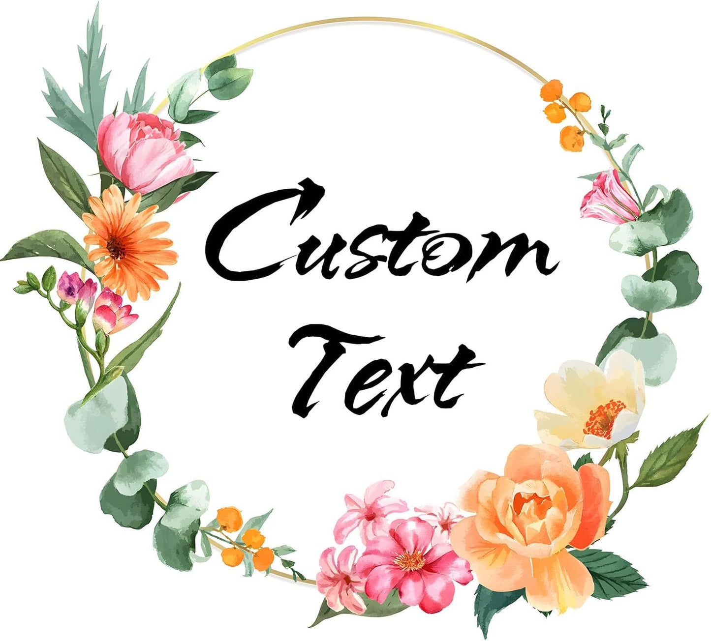 Custom Stickers for Weddings, Birthdays & Businesses - Personalized Labels with Your Logo - Waterproof, Fade and Heat Resistant - Pack of 100-1000 (Wreath E, 1.5 Inch)