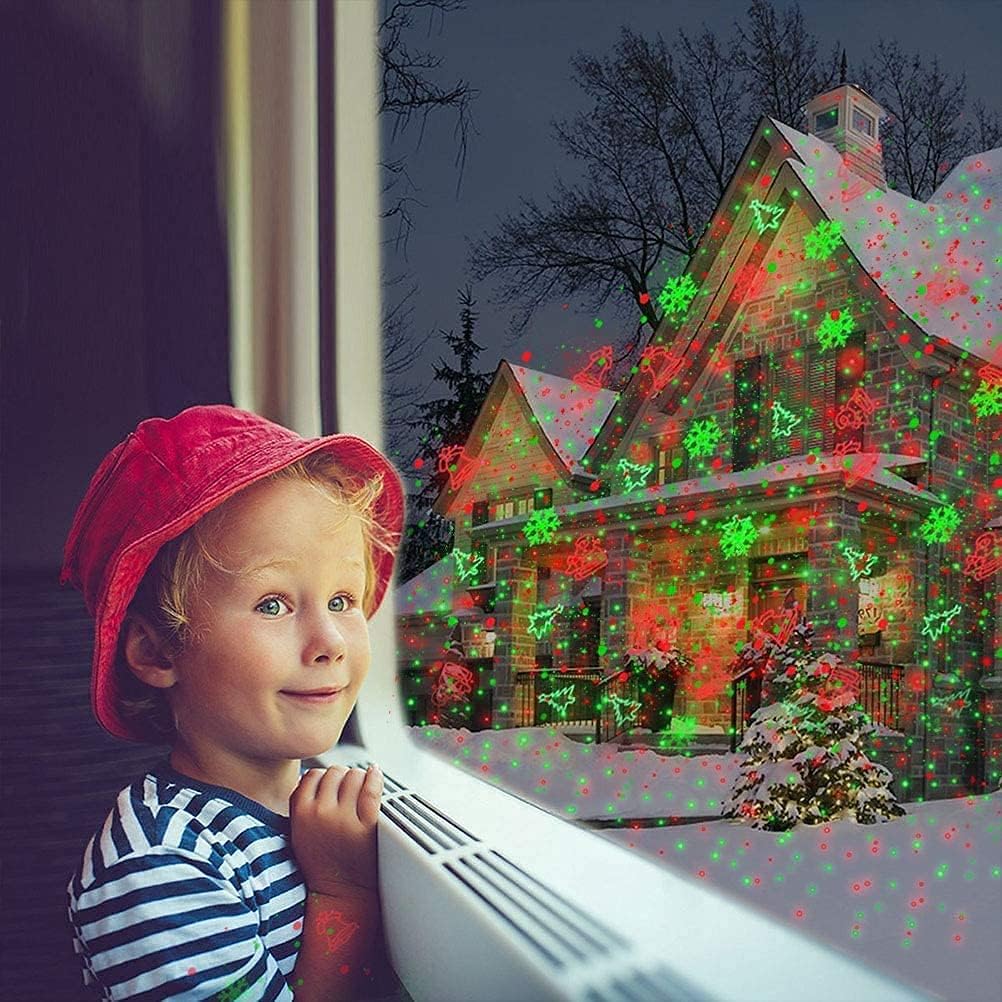 Laser Christmas Projector Lights Outdoor: Waterproof Outdoor Christmas Decorations Laser Light, Projection Christmas Lights for Outside with 5 Patterns, Xmas Spotlight for Yard Garden Holiday Party