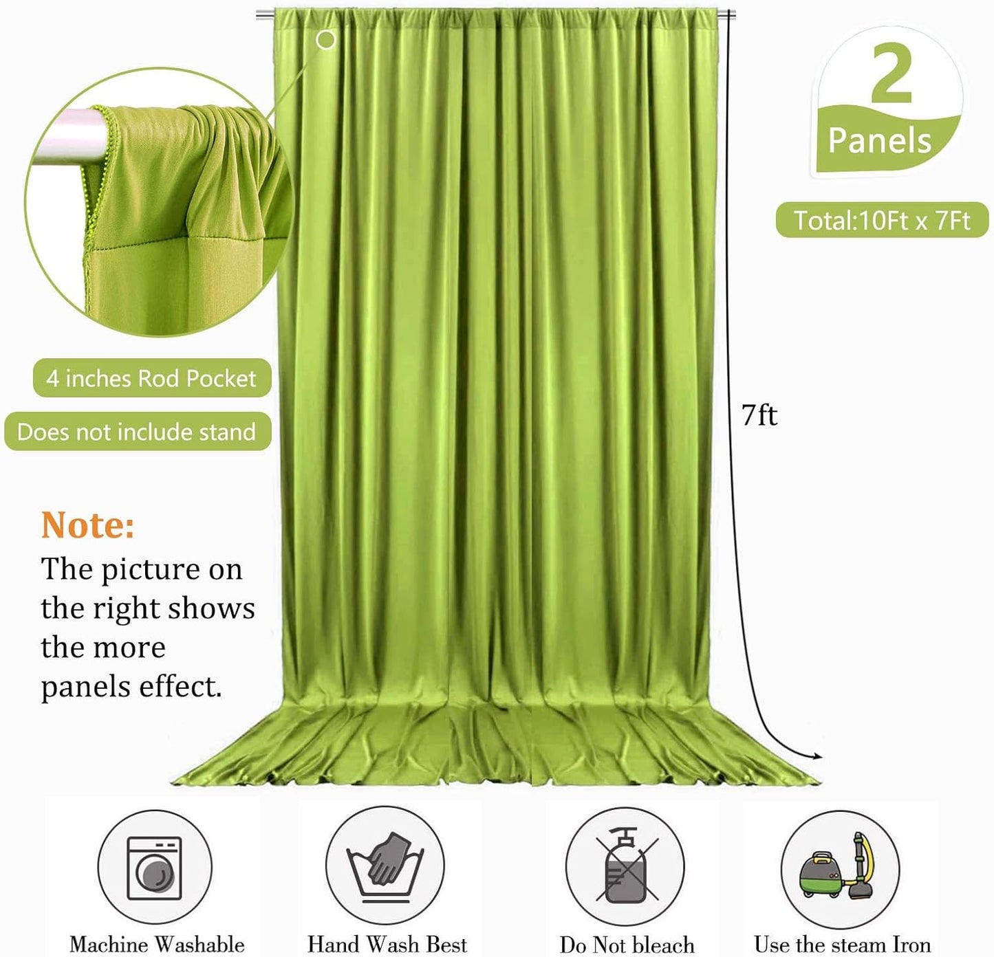 10 x 7 Feet Olive-Green Backdrop Curtain for Partie, Background Curtains for Photoshoot, Birthday, Wedding, Halloween, Thanksgiving, Christmas, New Year Party Decorations 5Ft x 7Ft, 2 Panels