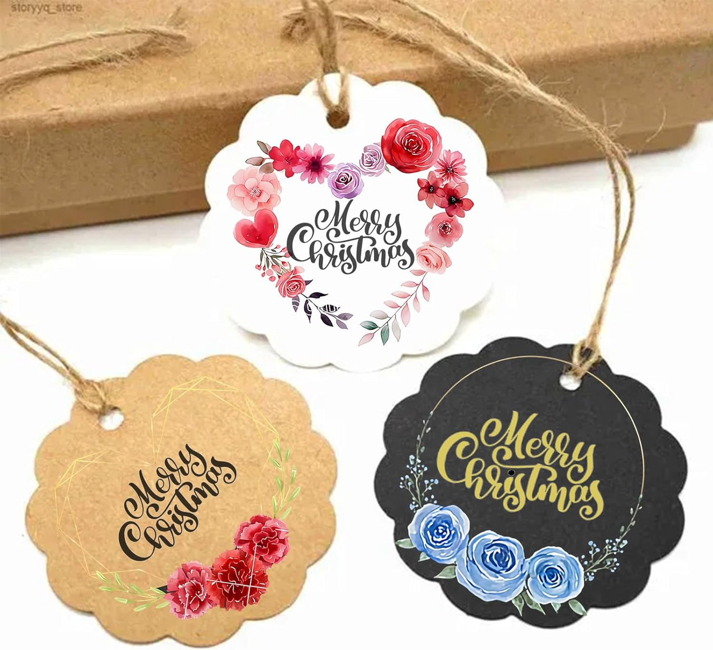 Personalized Gift Tags, Custom Hang Tags with Your Business Logo Small Card Party Decoration Paper Gift Tags for Birthday Wedding Christmas