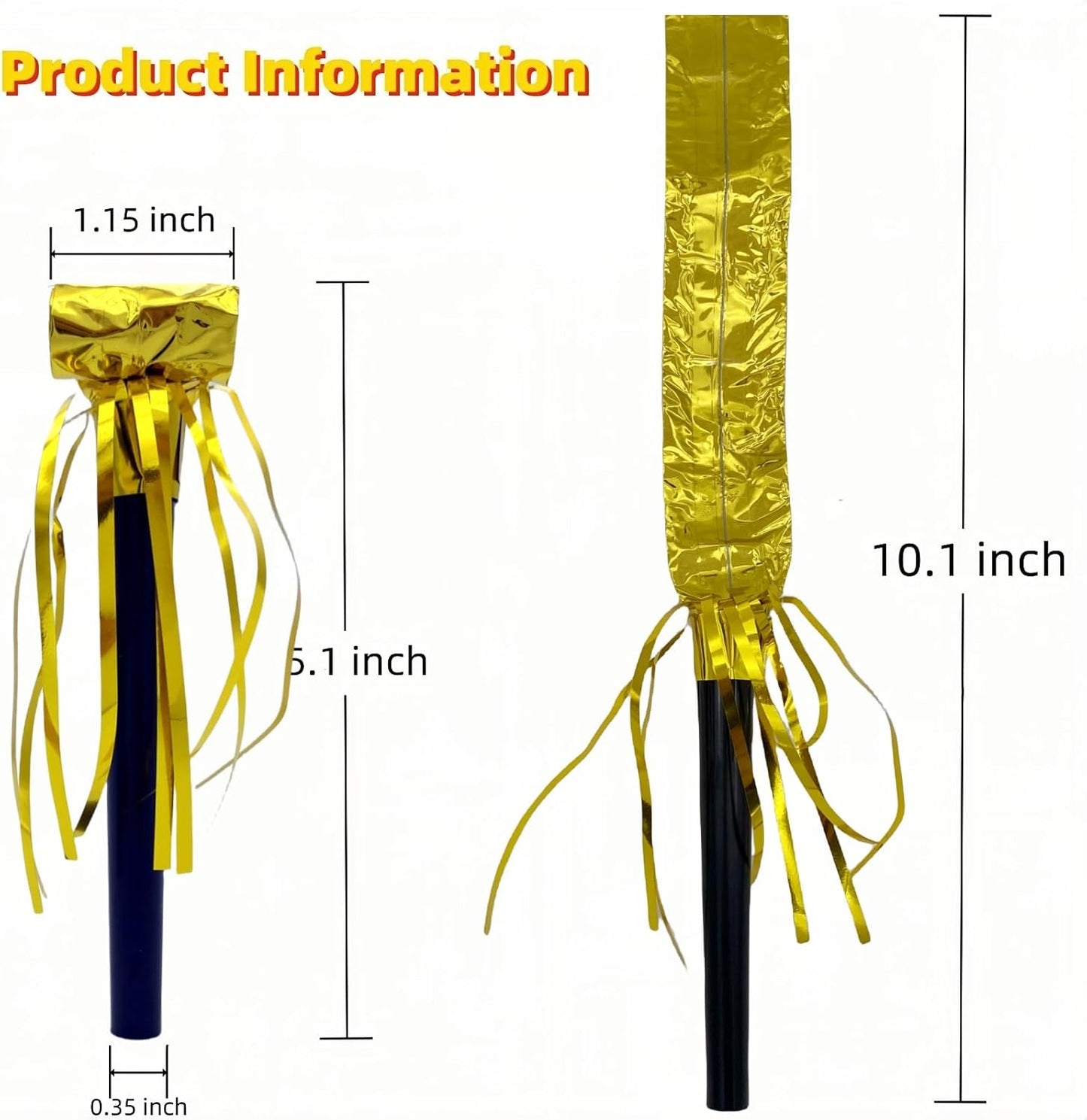 24 Pieces Party Squawkers Gold Noise Makers for New Year, Christmas Party Blowers Favor Supplies