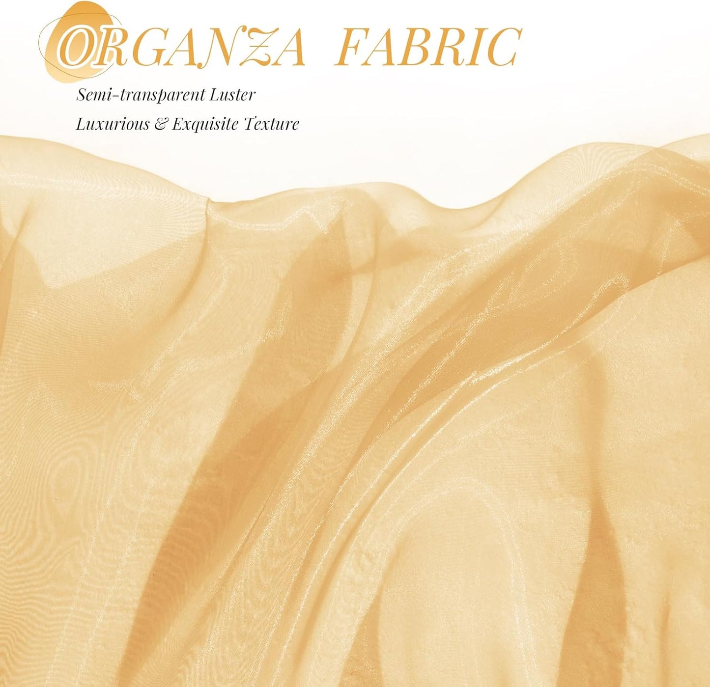 P Pothuiny Sheer Organza Fabric by The Yard, 10 Yards x 60 Inch Wide Bridal Champagne Organza Tulle Fabric Roll Shiny Gauze Fashion Dress Sewing Craft for Wedding Party Decorations Backdrop