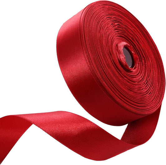 1" x 50 Yards Burgundy Satin Ribbon Single Faced Fabric Ribbons for Gift Wrapping, Crafting, Bows Making, Flower Bouquet, Wedding, Home Decor