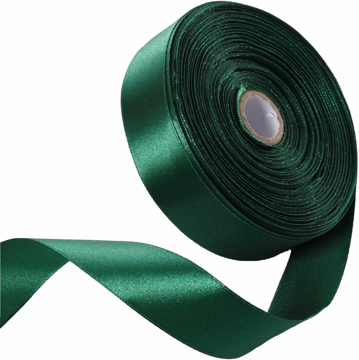 1" x 50 Yards Forest Green Satin Ribbon Single Faced Fabric Ribbons for Gift Wrapping, Crafting, Bows Making, Flower Bouquet, Wedding, Home Decor