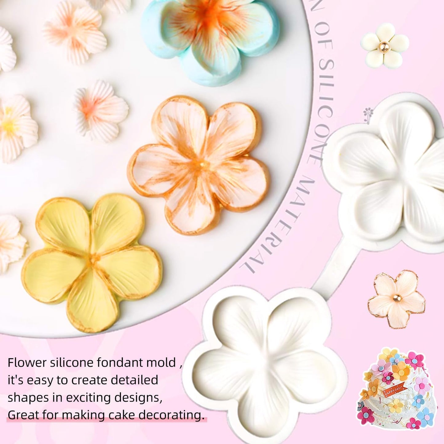 SK Flower Blossom Veiner Fondant Cake Chocolate Sugarcraft Mould Mold Tool 1Pcs (Style 1)