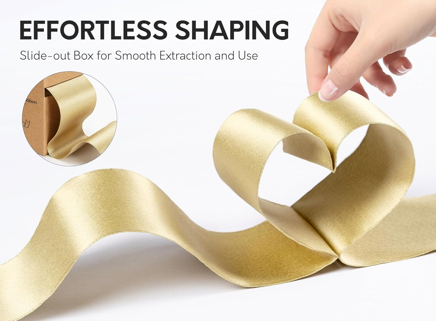 Gold Satin Wired Ribbon 2-1/2 Inch Double-Faced Glitter Ribbons for Wreath, Christmas Tree Decoration, Gift Wrapping, Home Decor 10 Yards