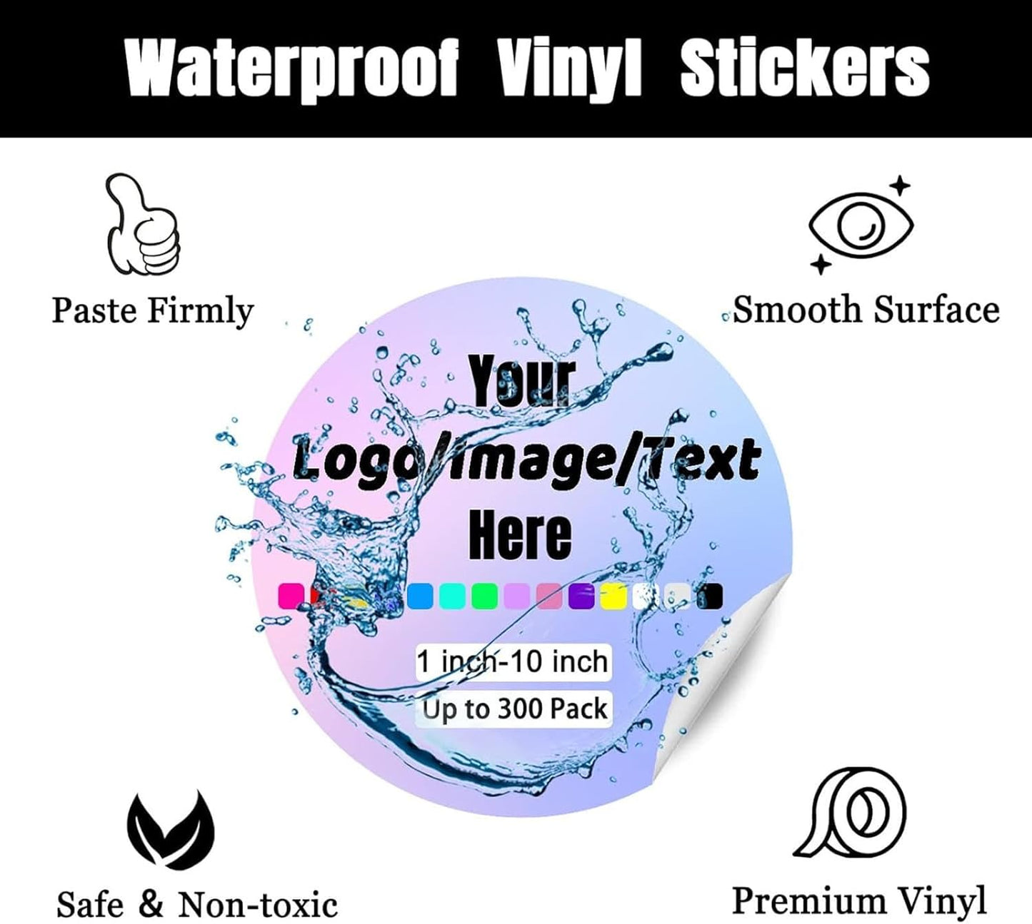 Premium Custom Stickers Labels - Personalized Stickers for Businesses Logo and Name. Birthday Pets and Label Product Boxes Wedding Favors Waterproof Labels (custom text, 3.5 inch)