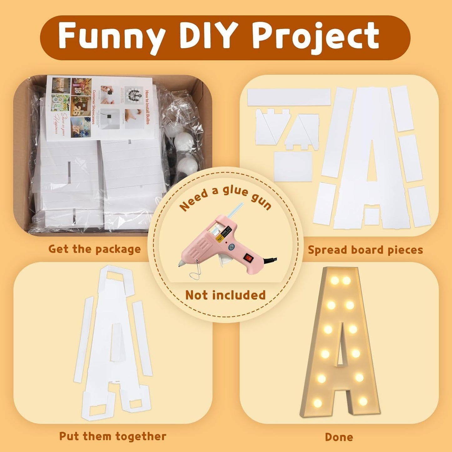 imprsv Marquee Light Up Letters, 4FT Mosaic Letters with Light for Baby Shower Graduation Party Decor, Large C for Engagement Wedding Party Decorations (Need to Assemble)