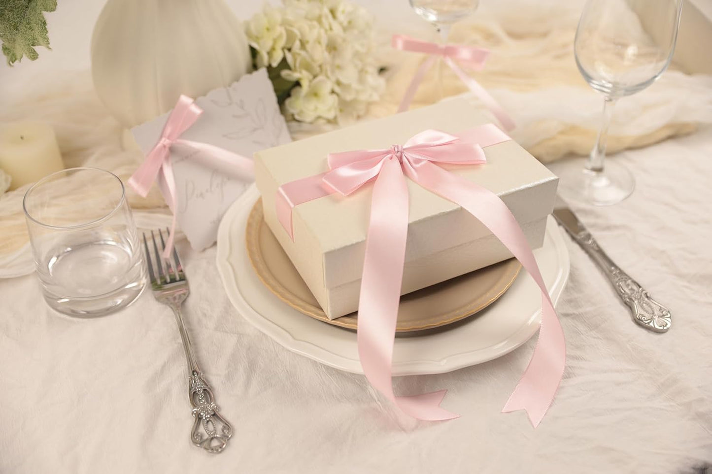 Baby Pink Satin Ribbon 1 inch X Continuous 100 Yards, Single Face Polyester Ribbon Perfect for Gift Wrapping, Flower Bouquet, Wedding Decor, Crafts, Bow Making, Sewing and More