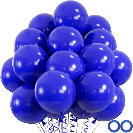 100pcs Royal Blue Balloons, 12 inch Royal Blue Latex Party Balloons Helium Quality for Birthday Party, Baby Shower, Baseball Nautical Party Decoration (with 66ft Ribbon)…