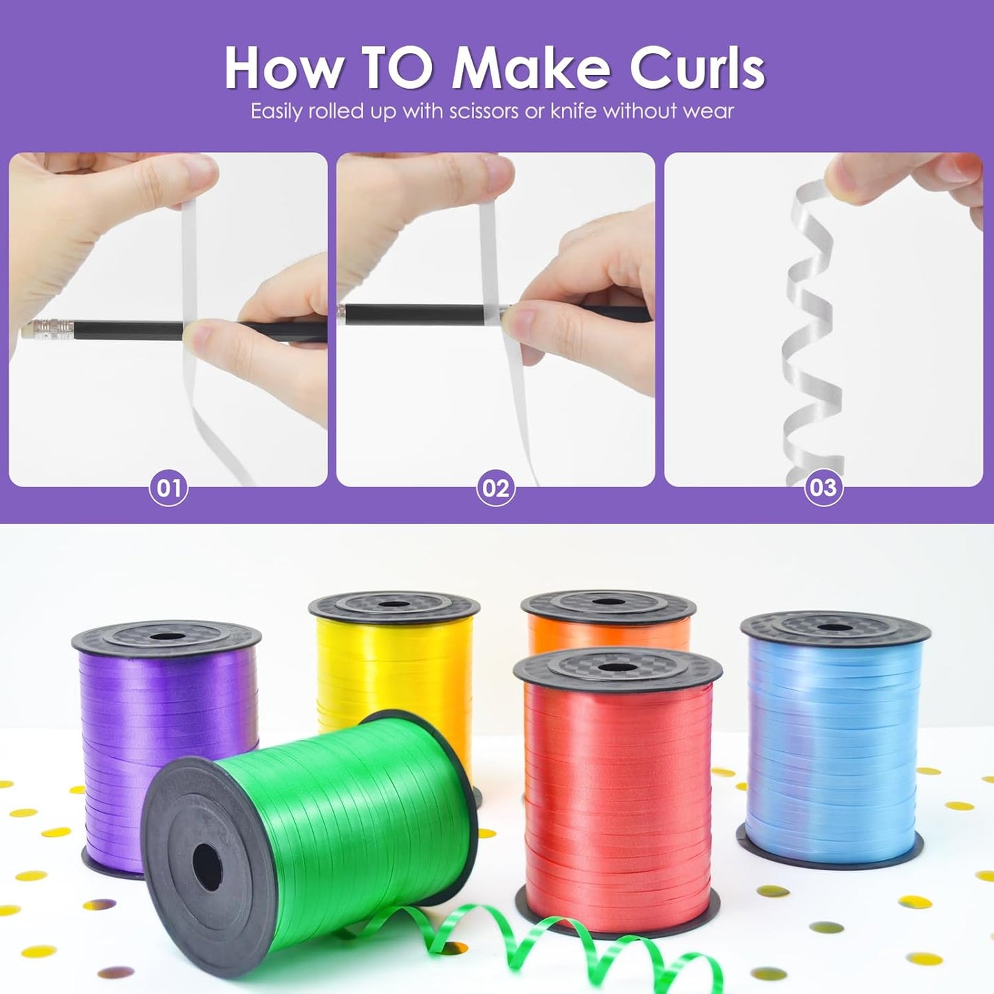 Dark Purple Curling Ribbon, Balloon String 500 Yard for Gift Wrapping, Curly Ribbons, 3/16" for Florist Flower, St Patricks Day, Valentines Day