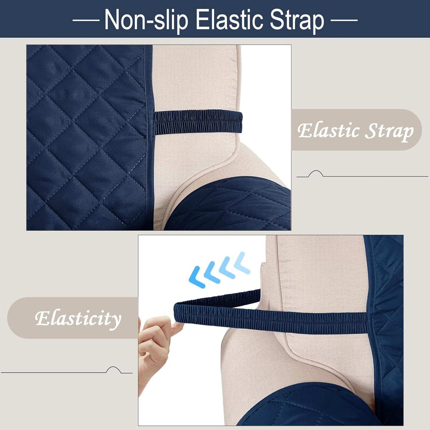 Reversible Oversized Sofa Covers Couch Cover Furniture Protector for Dogs Elastic Straps Water Resistant(XLSofa,Navy/Camel)