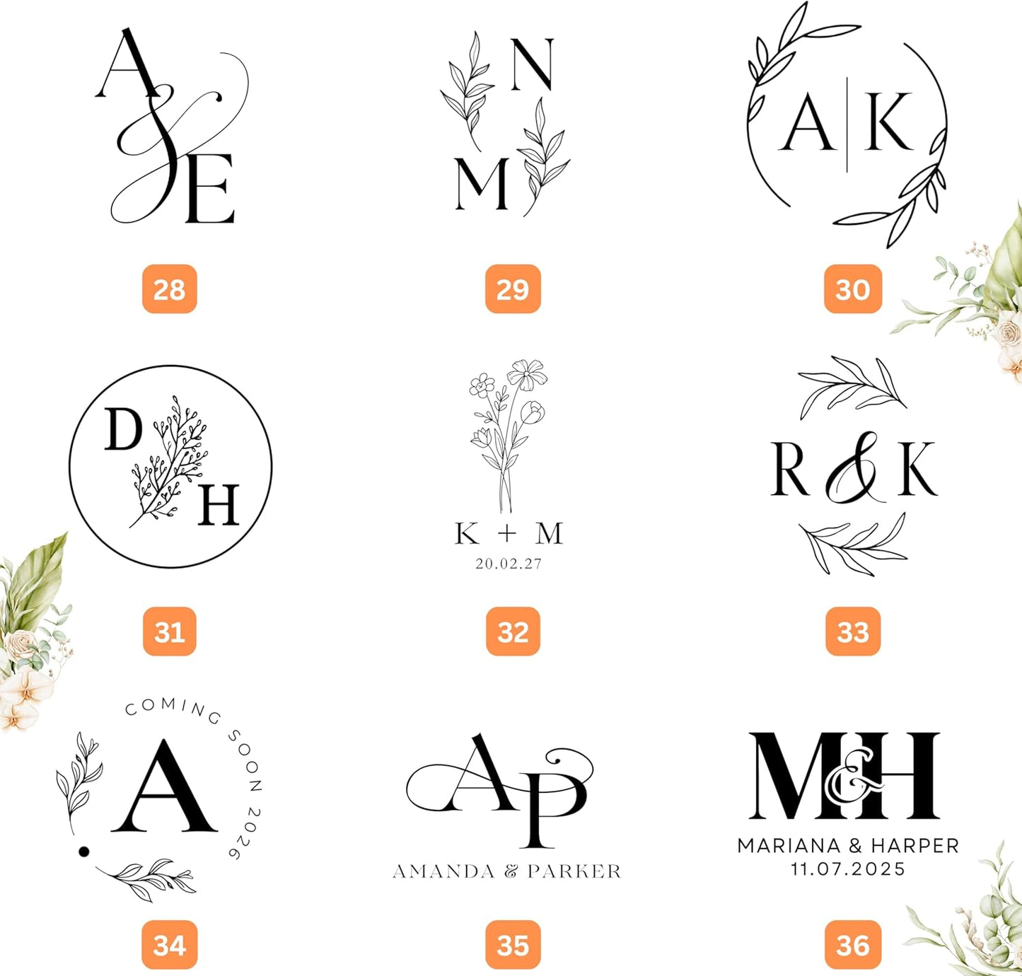 Custom Wedding Embosser, Personalized Embosser for Envelope, Invitation Card and Napkin, Steel Seal Embosser for Name, Monogram and Initials, Custom Logo Embosser (Wedding)