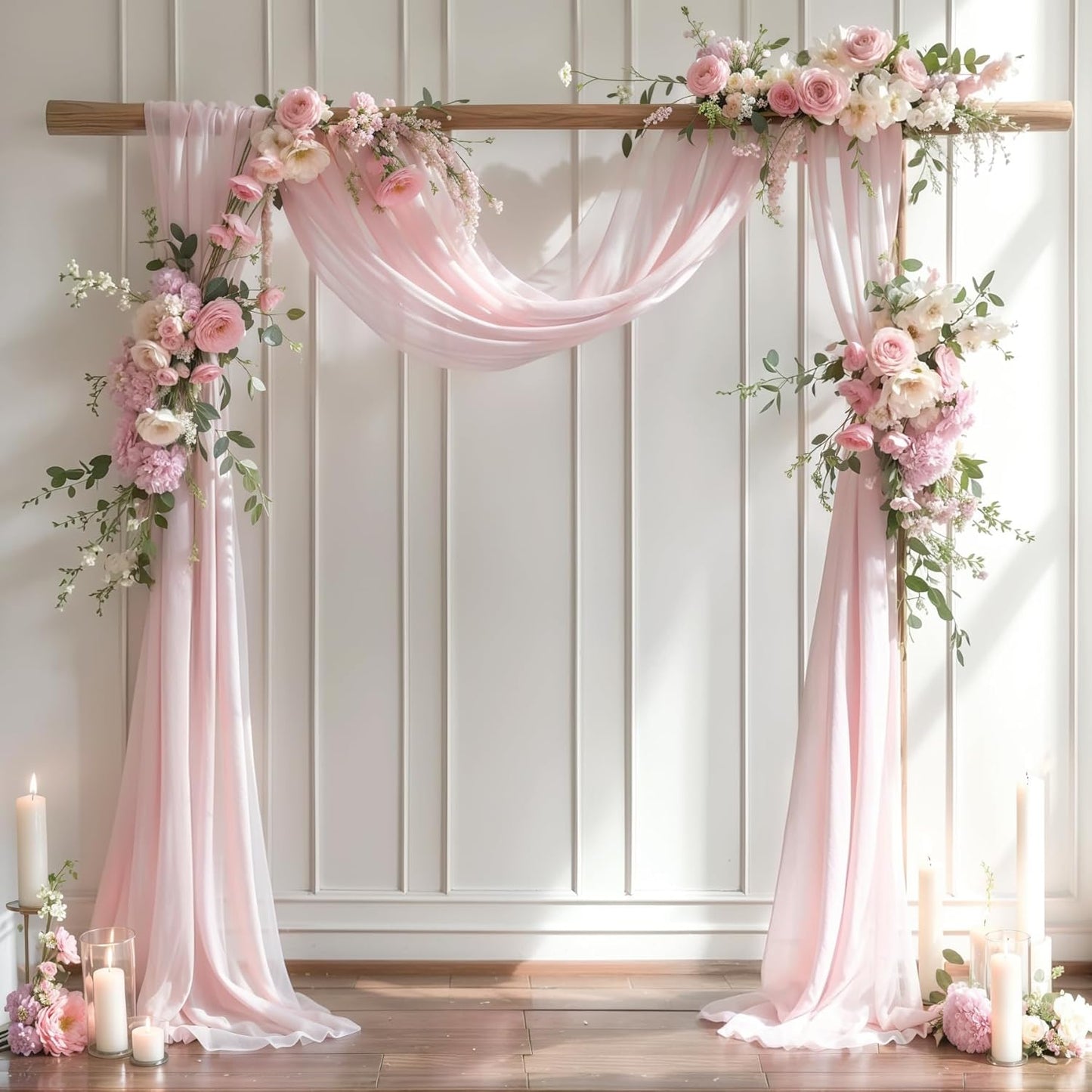 Wedding Arch Draping Fabric, 1 Panel 28" x 19Ft Blush Arch Drapes Sheer Backdrop Curtain for Wedding Ceremony Party Ceiling Decor