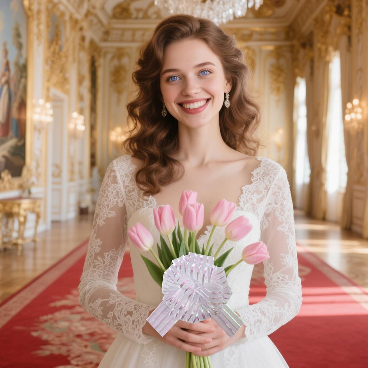 12 Pcs 6 Inch Large Organza Pull Bow Ribbon – Elegant Gift Bows for Wedding Decorations, Christmas Wrapping, Birthday Parties, Car Decor, Gift Baskets, and Valentine's Day Packaging(White)