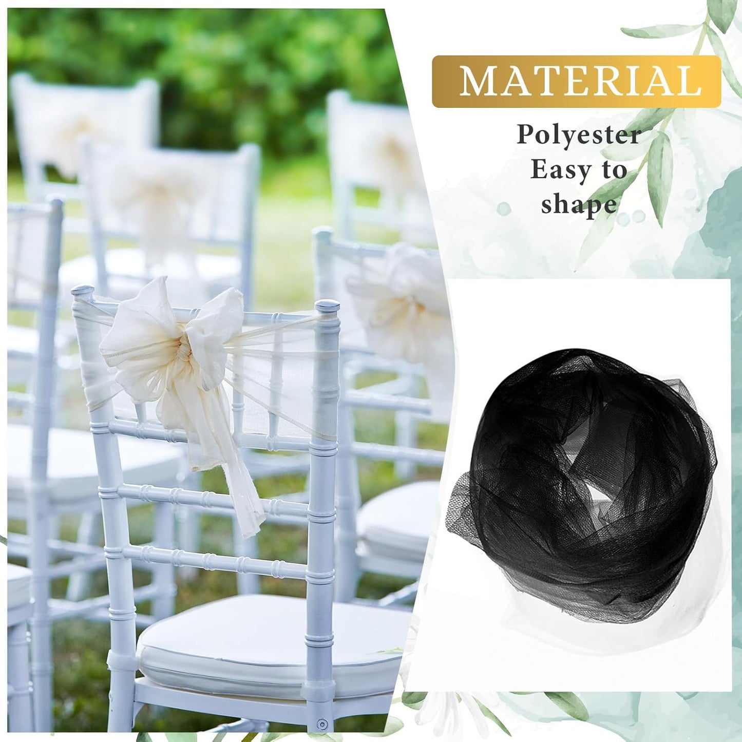 Timgle Tulle Fabric Rolls Bulk 54 Inch by 100 Yards (300 Ft) Tulle Ribbon Netting Fabric Spool Bolt for DIY Crafts Tutu Skirt Christmas Baby Shower Birthday Party Wedding Decorations(Black)