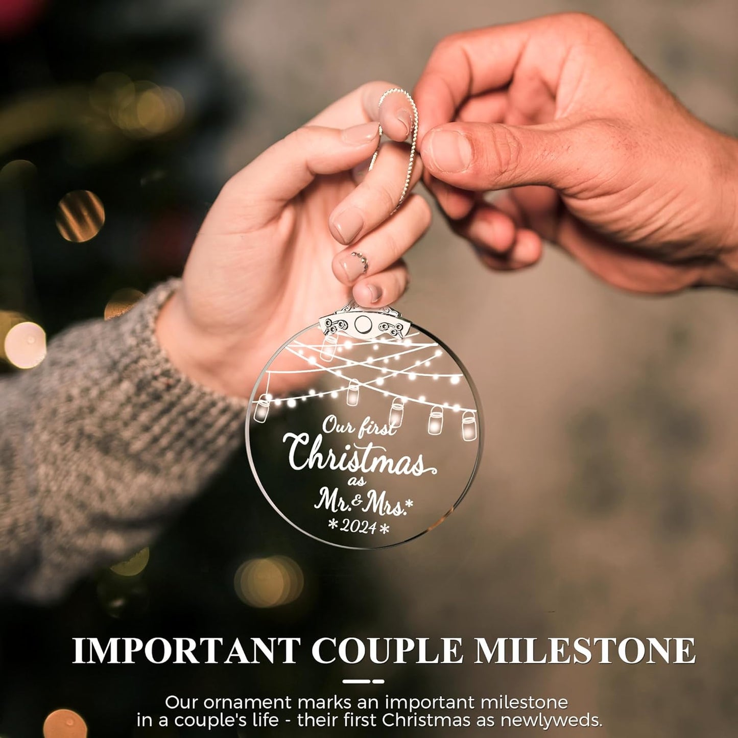 Wedding Gifts for Couples: First Christmas Married Ornaments 2024, 1st Christmas as Mr & Mrs Ornament, Bachelorette & Bride Gifts, Bridal Shower & Newlywed