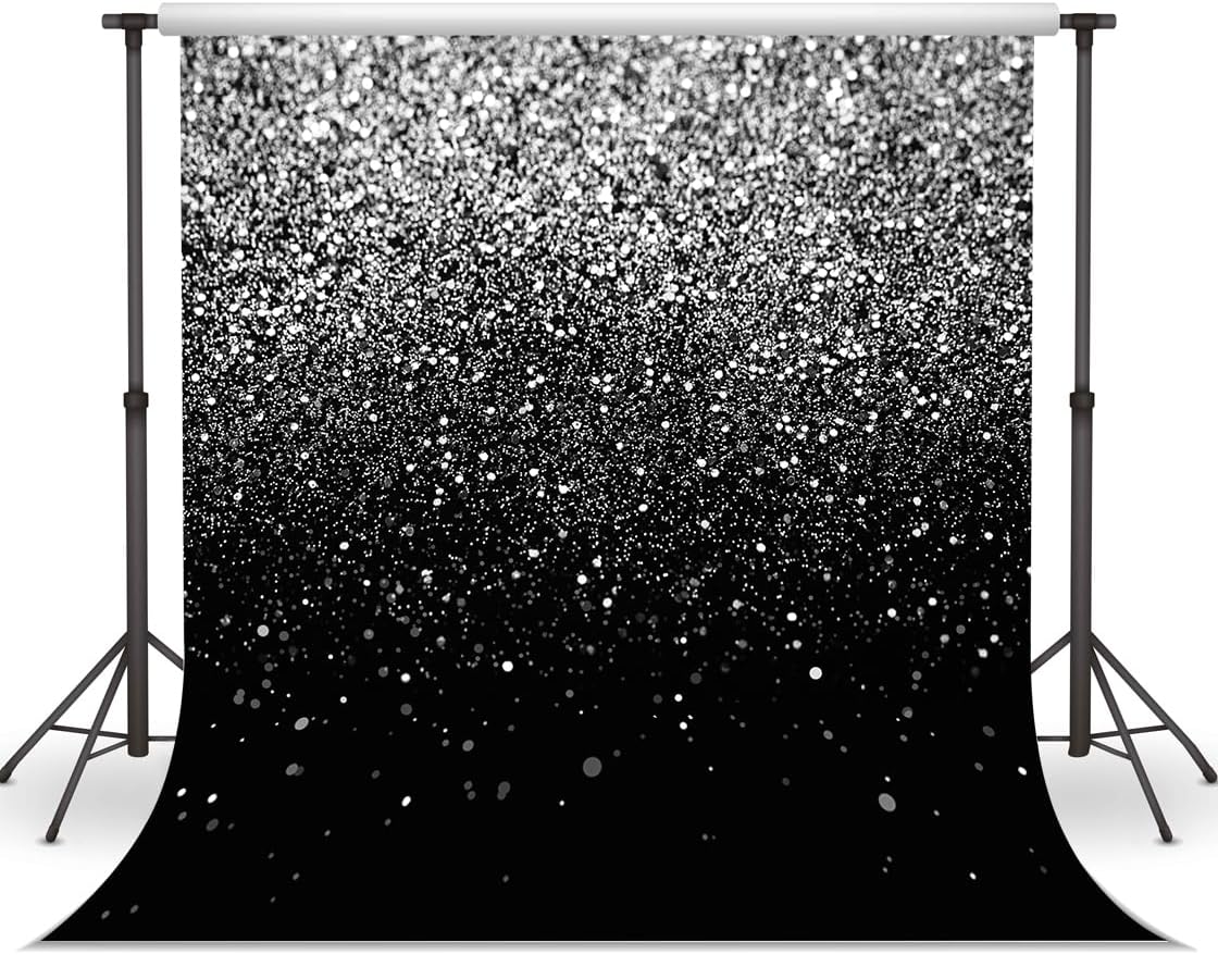 WOLADA Black and Silver Backdrop Silver Glitter Backdrop for Photography Wedding Birthday Baby Shower Party Photo Studio 10x10FT FW18