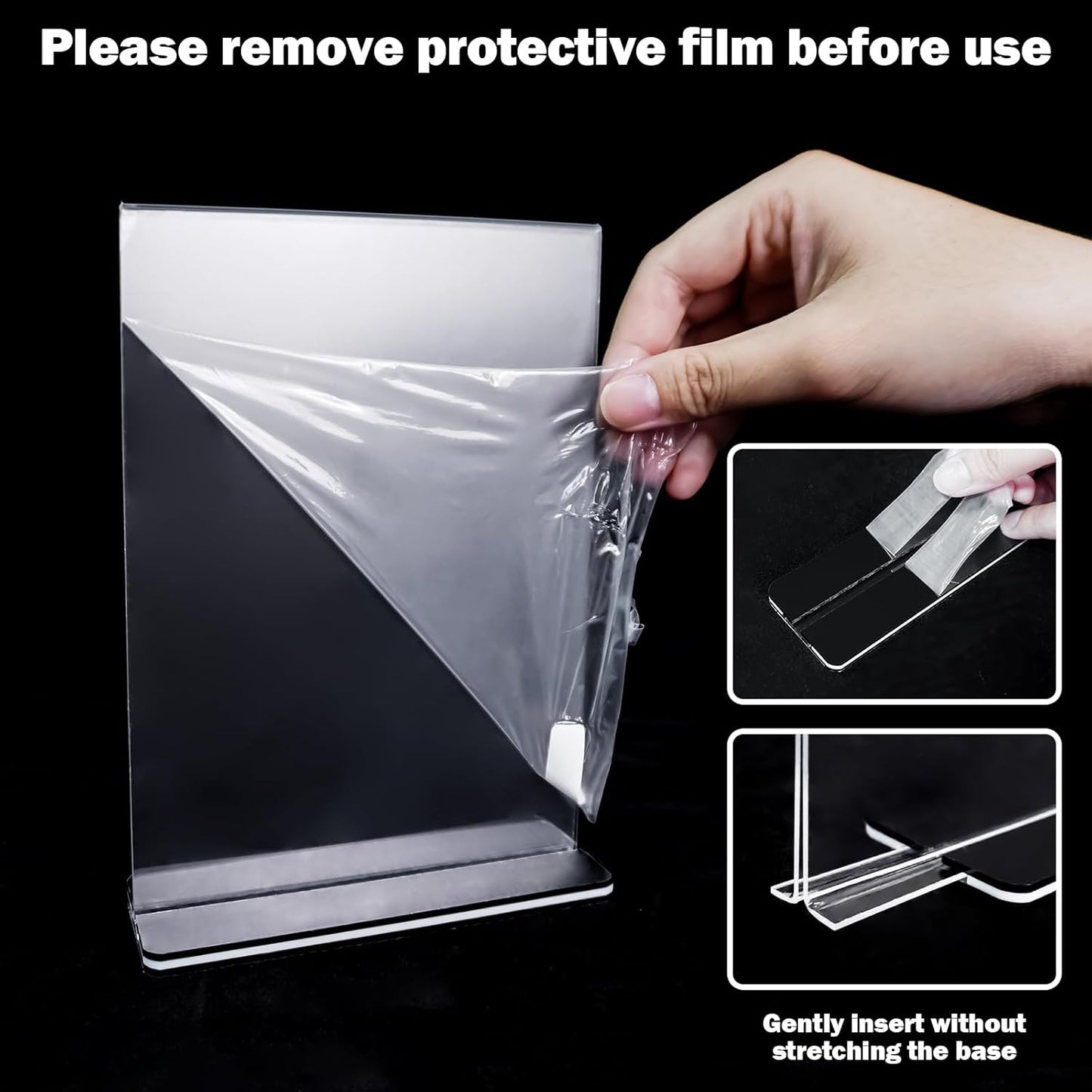 Acrylic Sign Holder 5 x 7, 24 Pack Clear Double-Sided Acrylic Display Stand for Vertical Tabletop Use, Perfect for Menus, Flyers, and Paper in Restaurants, Hotels, Office