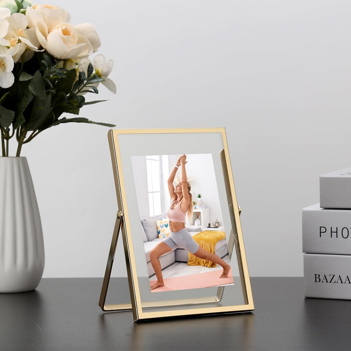 4x6'' Gold Floating Frame Set of 2, For Photo Sizes (2x3'', 3.5x 5''), Plated Metal Frames for Tabletop/Shelf Display, Wedding, Christmas,Birthady, Home or Office Decoration Frames Silver.