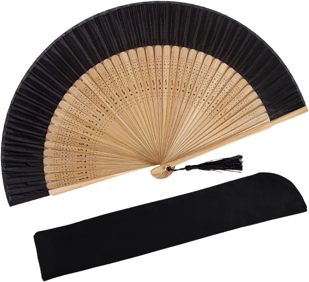 Amajiji 8.27"(21cm) Hand Held Bamboo Silk Folding Fan Hand Fan,Chinese/Japanese Charming Elegant Vintage Retro Style,Women Ladys Girls Best Gifts (Sexy Bamboo)