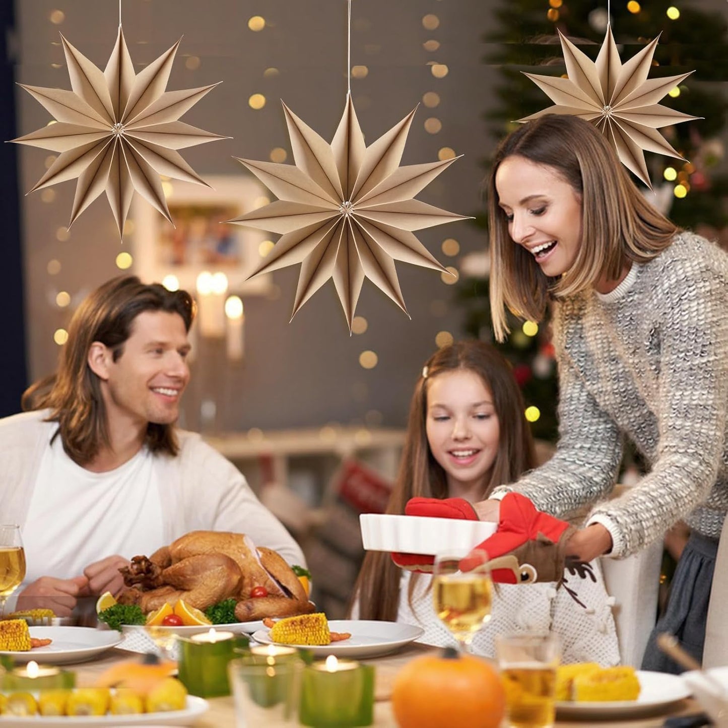 Easy Joy 3Pcs Boho Paper Landern Star