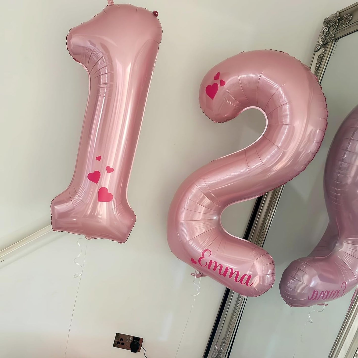 Large Light Pink 17 Balloon, Foil Number 1 & 7 Helium Balloon, 40 Inch Mylar Self Inflating Number 17 Balloon Pastel Pink for Girls 17th Birthday Party Decor Women Anniversary Decorations Supplies