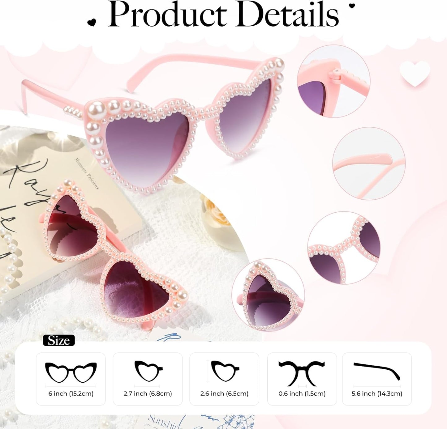 YOGFIT Heart Sunglasses for Women Fashion Classic Love Eye Protection Sunglasses Vintage Cute Heart Sunglasses